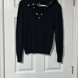 Ralph Lauren Black Sweater with Gold Buttons